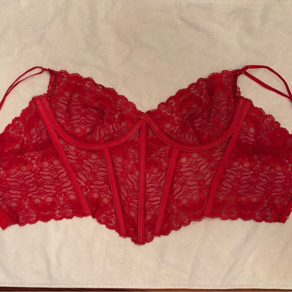 Trashy Lingerie red lace underwire bustier, size medium - Picture 6 of 11